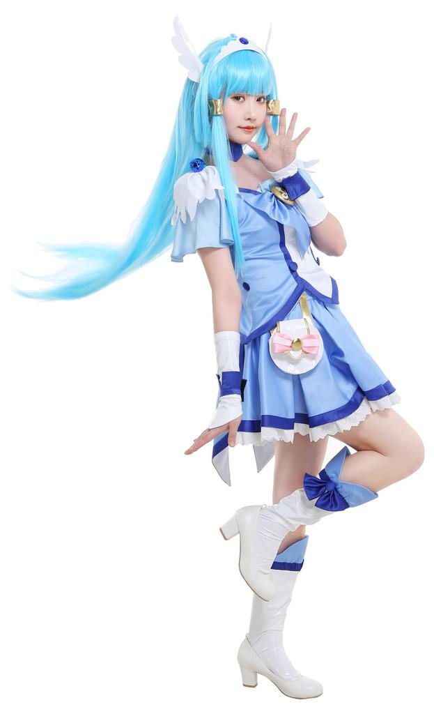 Miccostumes Anime Witch Cosplay Full Blue Hair Women's Costume, Student, Set, Top, Skirt, Accessory, Cute… (L)