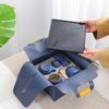 Black pottery travel tea set, one pot and four cups with tea tray, outdoor portable side handle pot, business gift, tea set printing