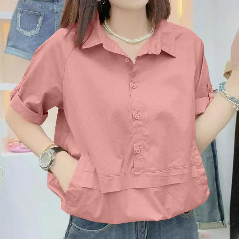 ZANZEA Женская повседневная летняя блузка с отложным воротником и коротким рукавом