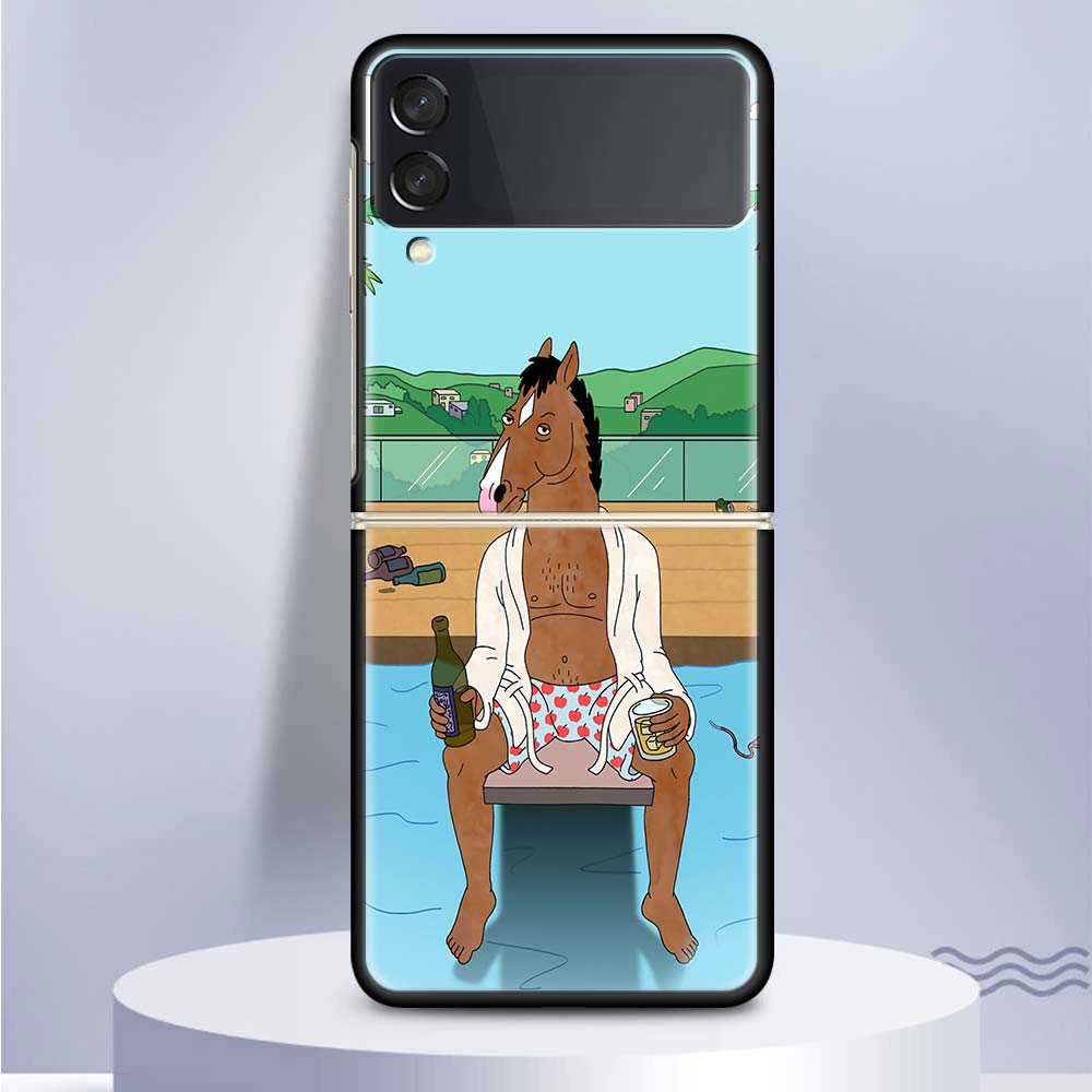 Чехол для телефона Samsung Galaxy Z Flip 5 4 3 5G с изображением мультфильма B-BoJack Horsemans, черный, твердый чехол ZFlip 5 4 3, роскошный противоударный бампер C