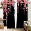 2pcs, 2D FLAT PRINTING Curtains (Without Rod) Cherry Blossoms Popular Curtains&Drapes Festival Prints Light Filtering Curtains