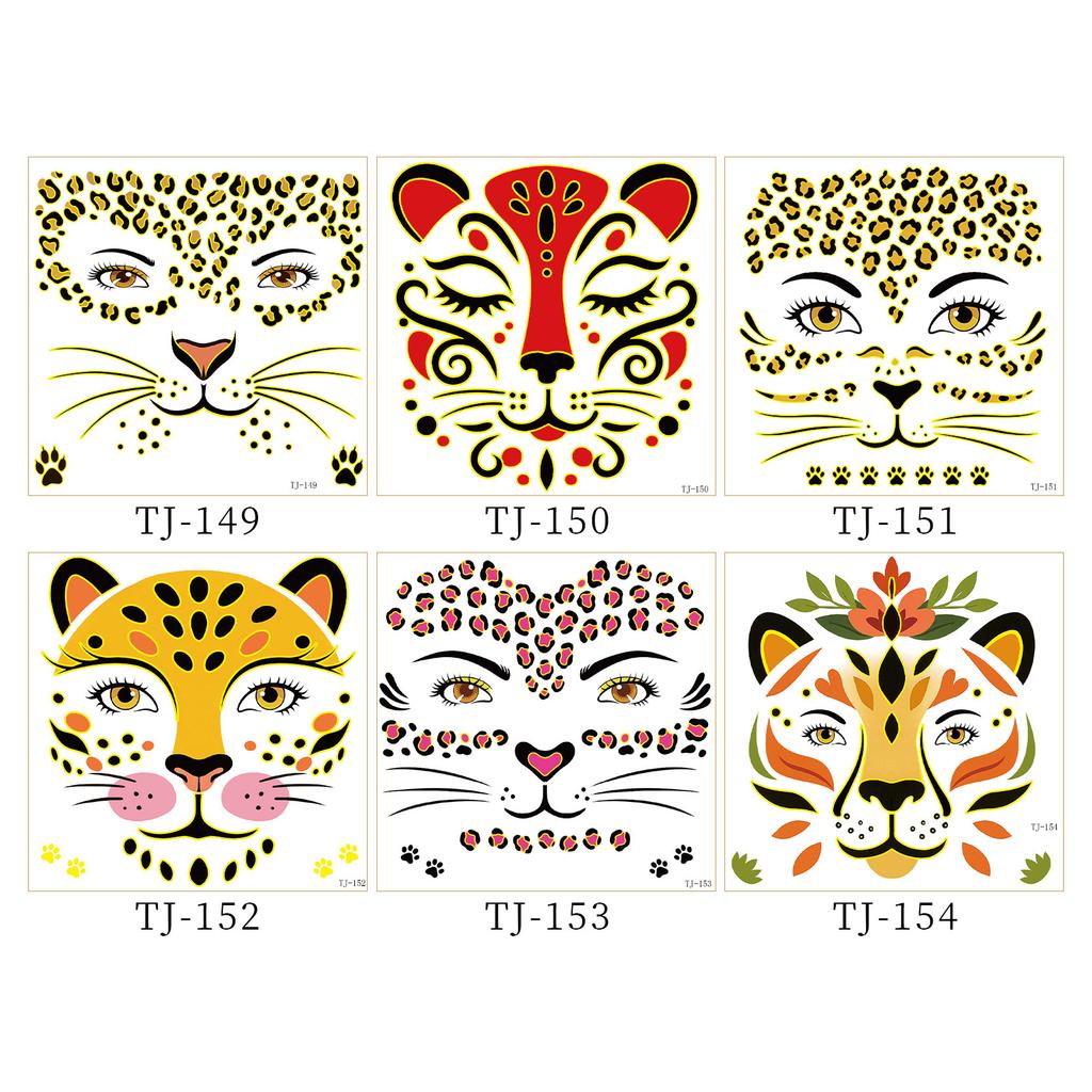 New gold-embossed metallic tattoo stickers for holiday parties and stage makeup, leopard print tattoo stickers