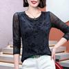 Women S Long Sleeve V Neck Printed Thin Mesh T Shirt