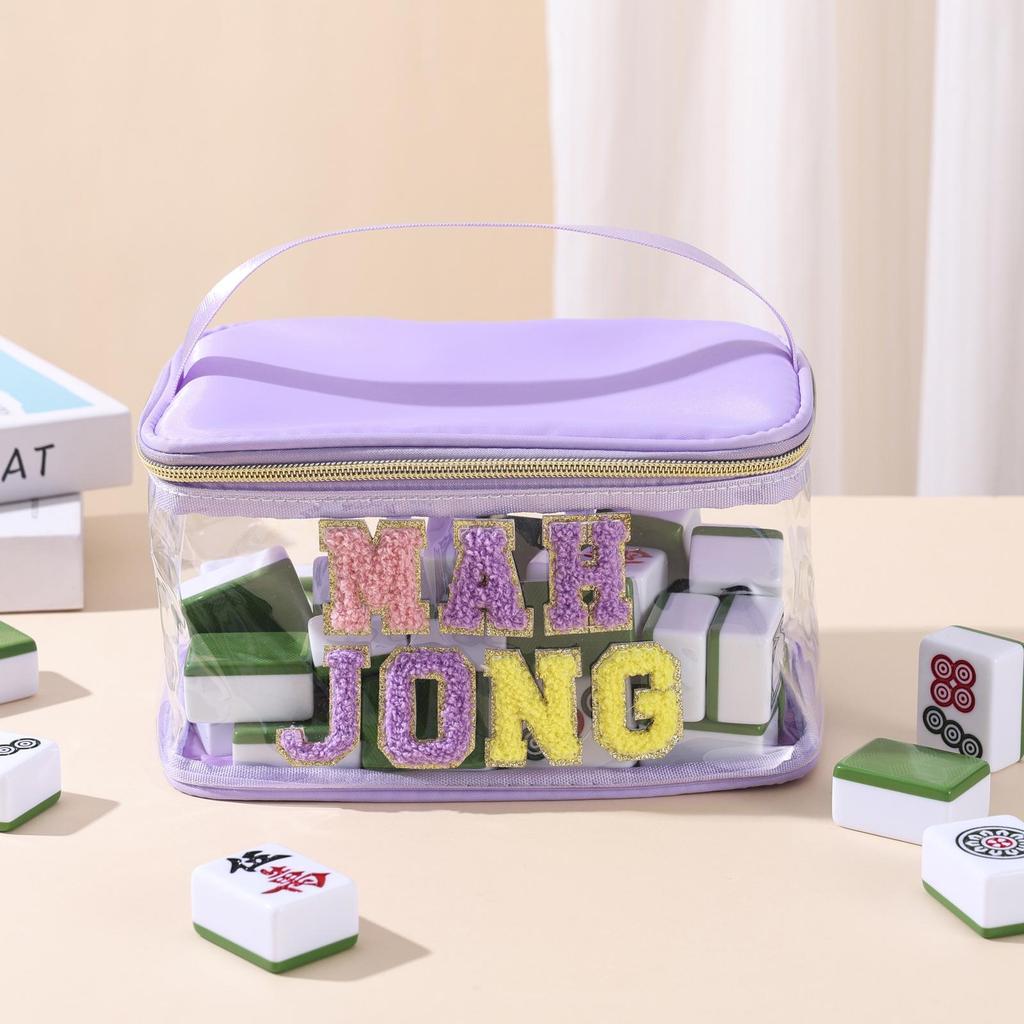 Mahjong Transparent Cosmetic Travel Bag, Wet & Dry Separation, Large Capacity Wash Bag