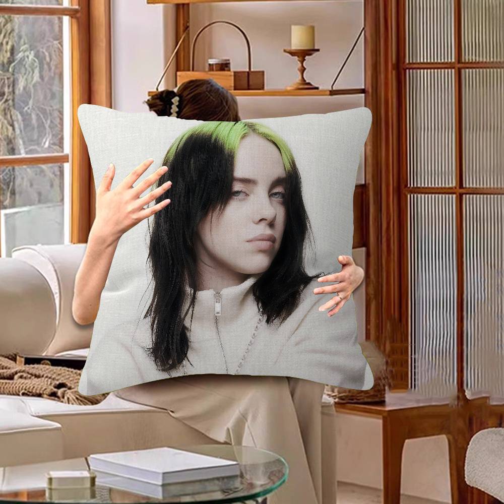 Hot Singer B-Billies E-Eilishs Personalized Pillow Cover Kids Bedroom Wild Party Decor Pillowcase Kid Birthday Shower Gift