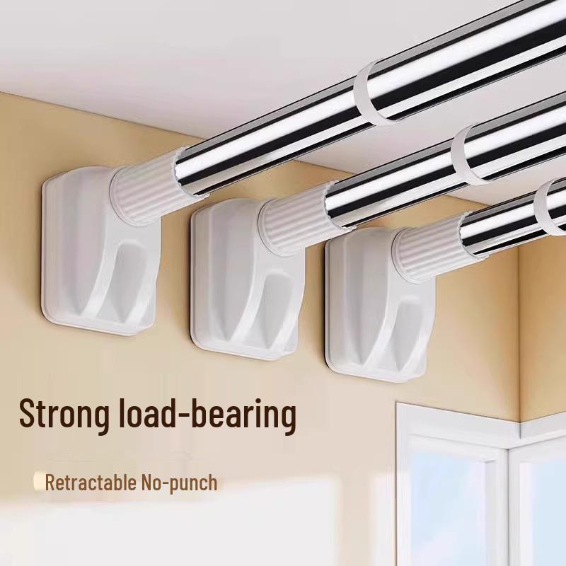 Retractable Punch-Free Clothes Drying and Curtain Rod for Balcony and Bathroom