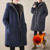 Повседневные зимние куртки в полоску, стеганые утепленные пальто с капюшоном, женская одежда, длинные парки больших размеров, зимние хлопковые пальто