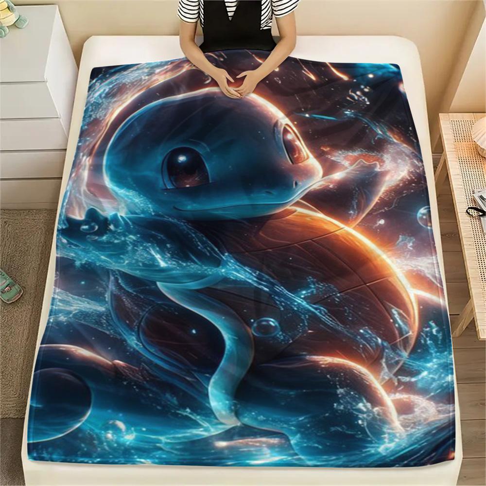 Squirtle Warm Printed Flannel Blanket for Home Bedroom Sofa Travel and Picnic.-TING