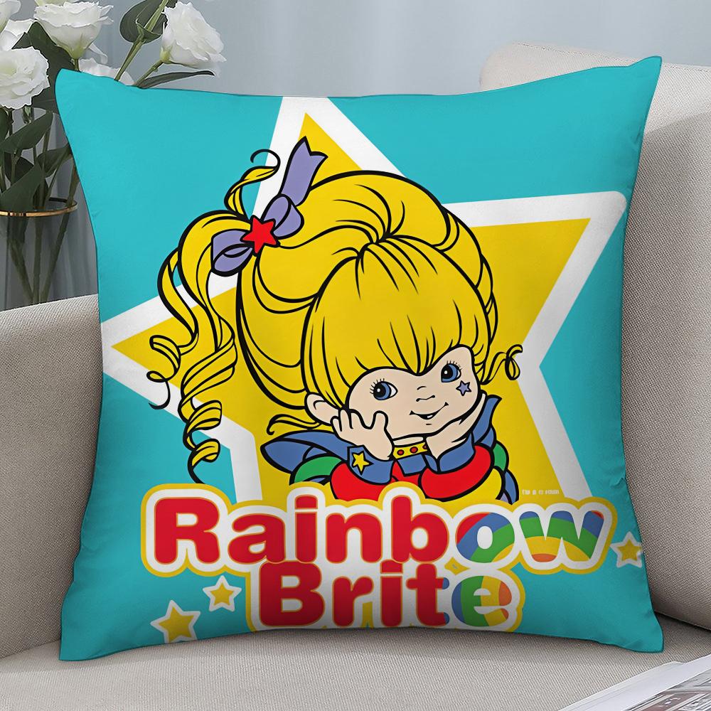 Милая наволочка R-Rainbows B-Brite, короткий плюшевый чехол для подушки, диванная декоративная, подарок для дома, двусторонняя печать, наволочка для подушки