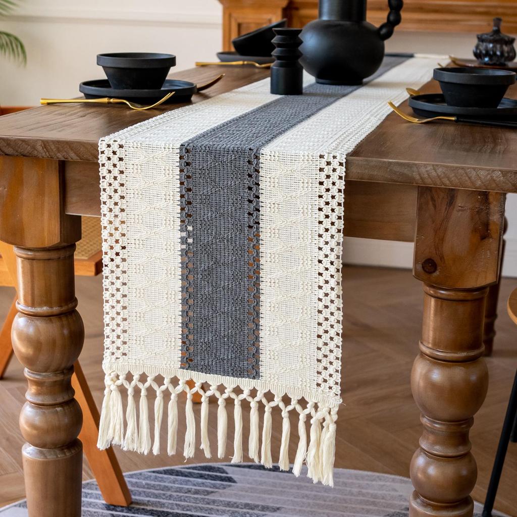 Вязаная крючком скатерть ручной работы в американском ретро-стиле, длинная ажурная скатерть