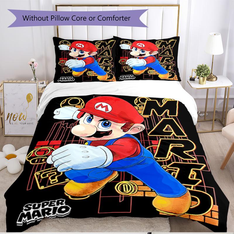 3pcs Duvet Cover Set (1*Duvet Cover + 2*Pillowcase, Without Core), Super Mario Print Soft All‑Season Bedding Set, Home Bedroom Decor Gift