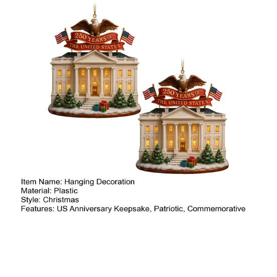 US 250th Anniversary Decoration 250 Years of The United States Commemorative Ornament Keepsake Patriotic Hanging Decoration for Christmas Tree