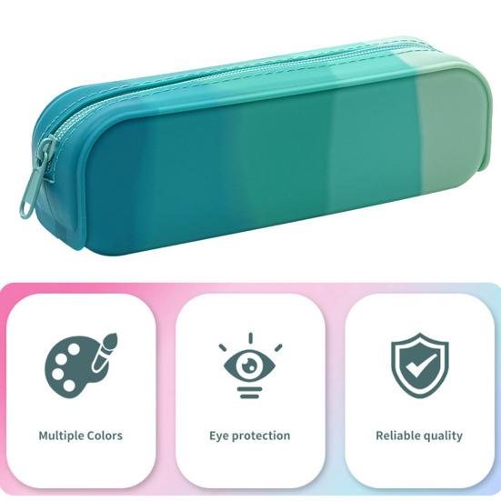 Силиконовый пенал градиентного цвета, сумка-карандаш на молнии, легкий пенал, органайзер для канцелярских принадлежностей