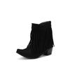 Autumn Winter Women Retro Tassel Ankle Boots Faux Suede High Heels Women Western Cowboy Fringe Booties Plus Size 46 Woman Shoes