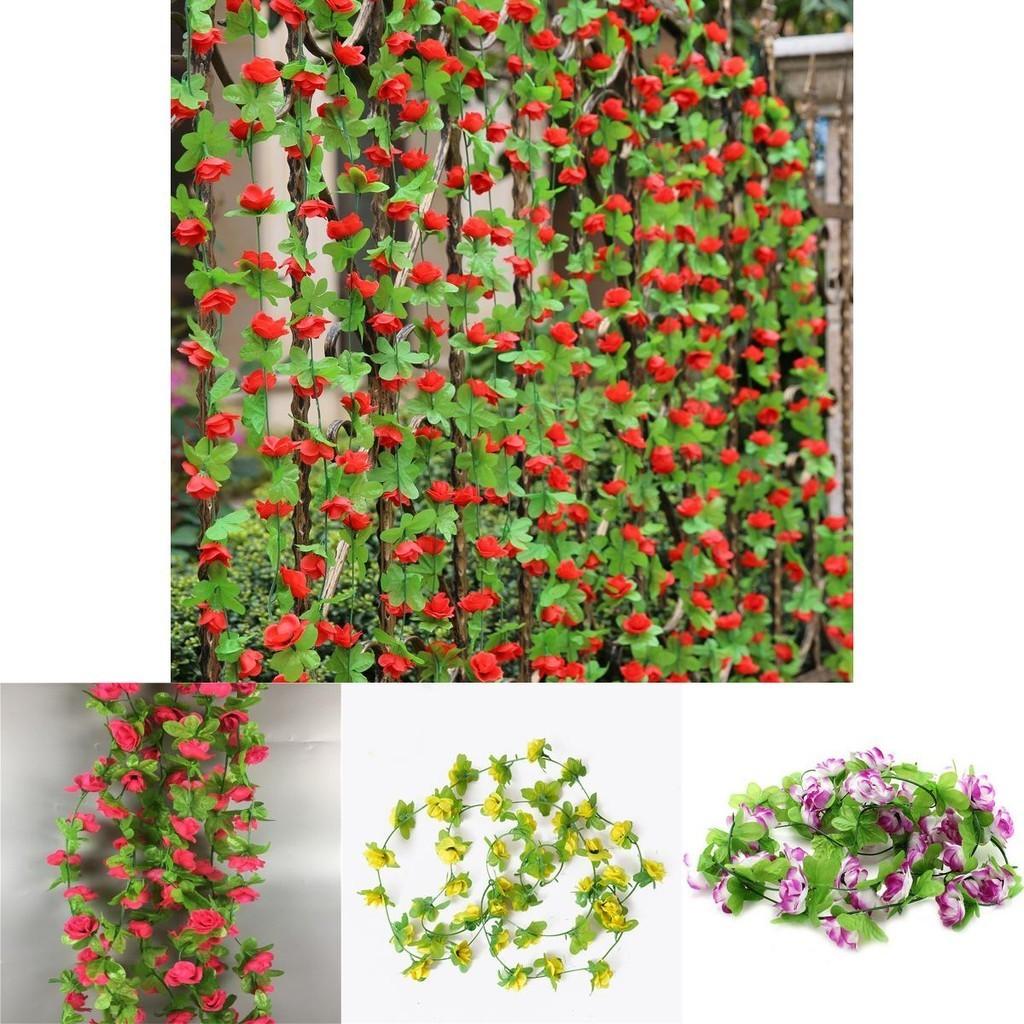 Lush And Vibrant Fake Silk Rose Artificial Flower Vine Ivy Leaf Garland For Home Decor