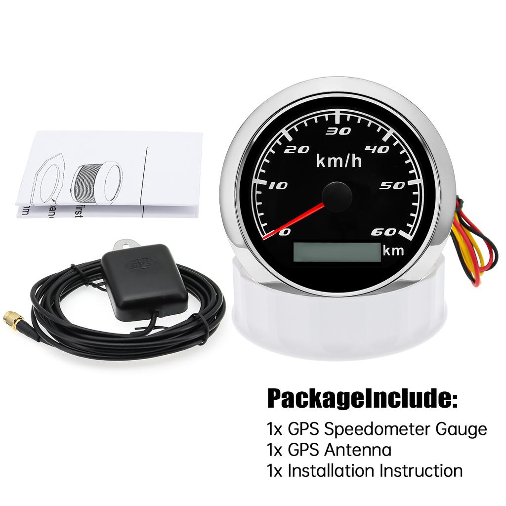 Универсальный 85 мм GPS-спидометр, цифровой датчик 30, 60, 120, 200 км/ч, одометр для морской лодки, автомобиля, квадроцикла с GPS-антенной, красный