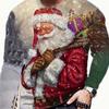 Santa Claus Print Men's Tshirts Long Sleeve Tees Round Neck Casual Pullover Men's Clothing Plus Size
