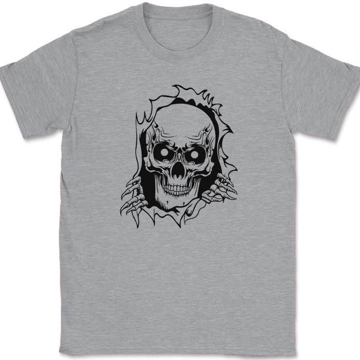Skeleton Ripping T-Shirt Funny Skull Halloween Graphic Gift Tee
