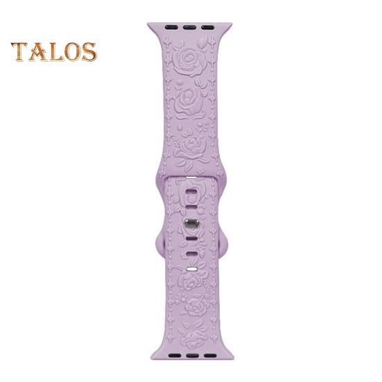 Ремешок для часов с гравировкой и цветочным рисунком Износостойкий дышащий, приятный к коже Не выцветающий силиконовый ремешок для часов с 3D-цветком и гравировкой для Apple Watch