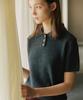 JE NE SAIS QUOI Cashmere Short Sleeve Polo Knit_ Burgundy