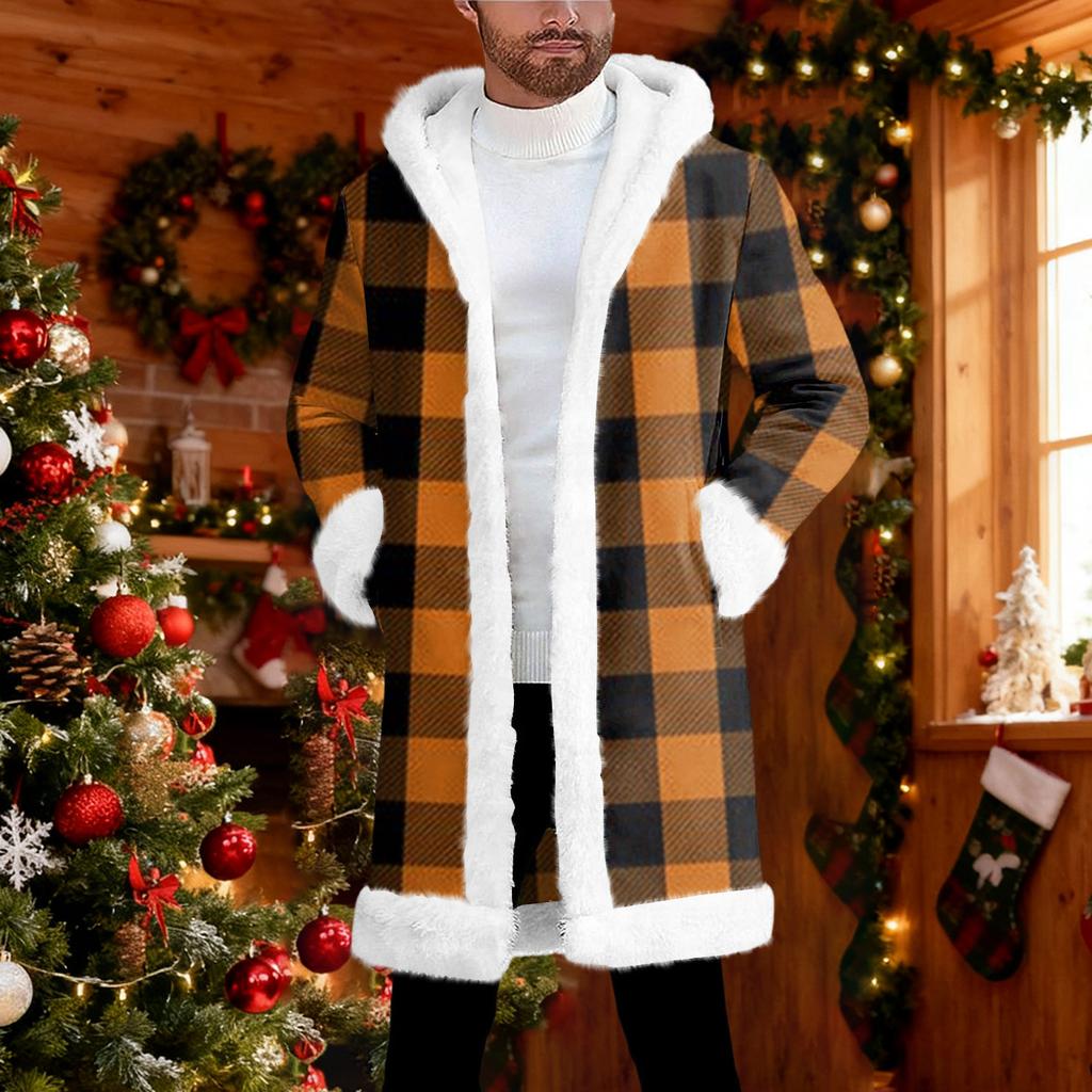 Мужской кардиган с капюшоном, длинное пальто для сохранения тепла