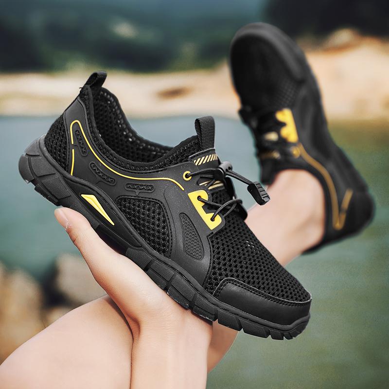 Летняя обувь для мужчин, модная повседневная дышащая обувь, уличные кроссовки с плоским дном и противоскользящей сеткой, удобная походная обувь