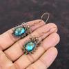 Медные синие бирюзовые серьги Серьги из медной проволоки Серьги из настоящего драгоценного камня Медные украшения Серьги ручной работы Ювелирные изделия из проволочной обмотки для подарка