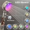 Светодиодная душевая лейка с высоким давлением, анионным фильтром, водосберегающая душевая лейка с контролем температуры, цветной подсветкой, большой ручной тропический душ