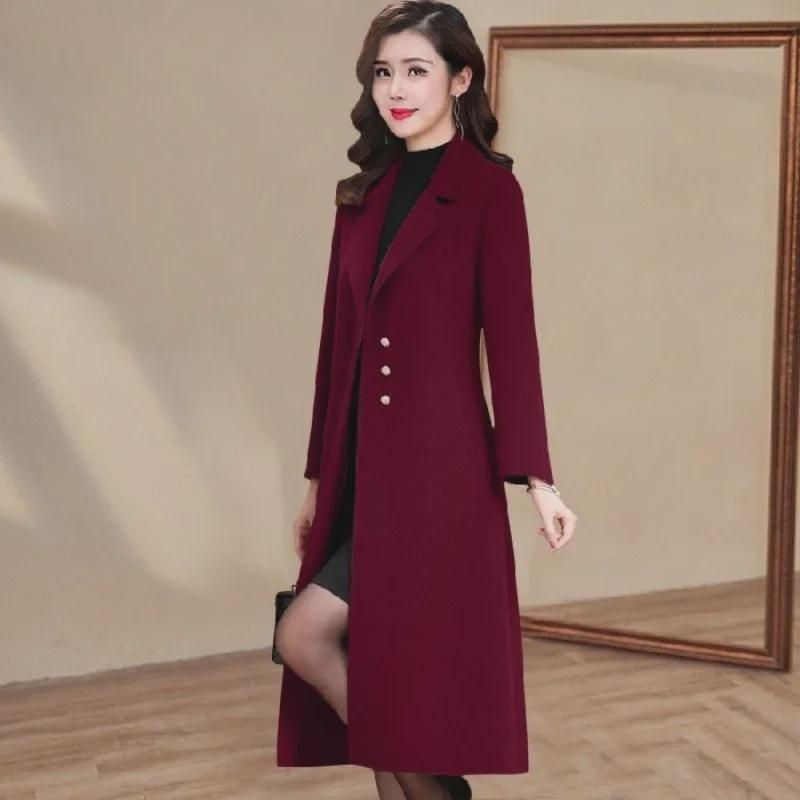 Stylish Anti-Aging Woolen Windbreaker Coat for Women, New Slim Fit Over-the-Knee Design for Fall & Winter