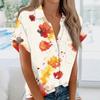 Women's Short Sleeved Shirt, Daily Fashion Printed Button Top, Chest Pocket Cardigan