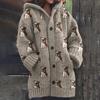 Womens 3D Animal Print Hooded Sweatshirt Casual Open Front Jacket