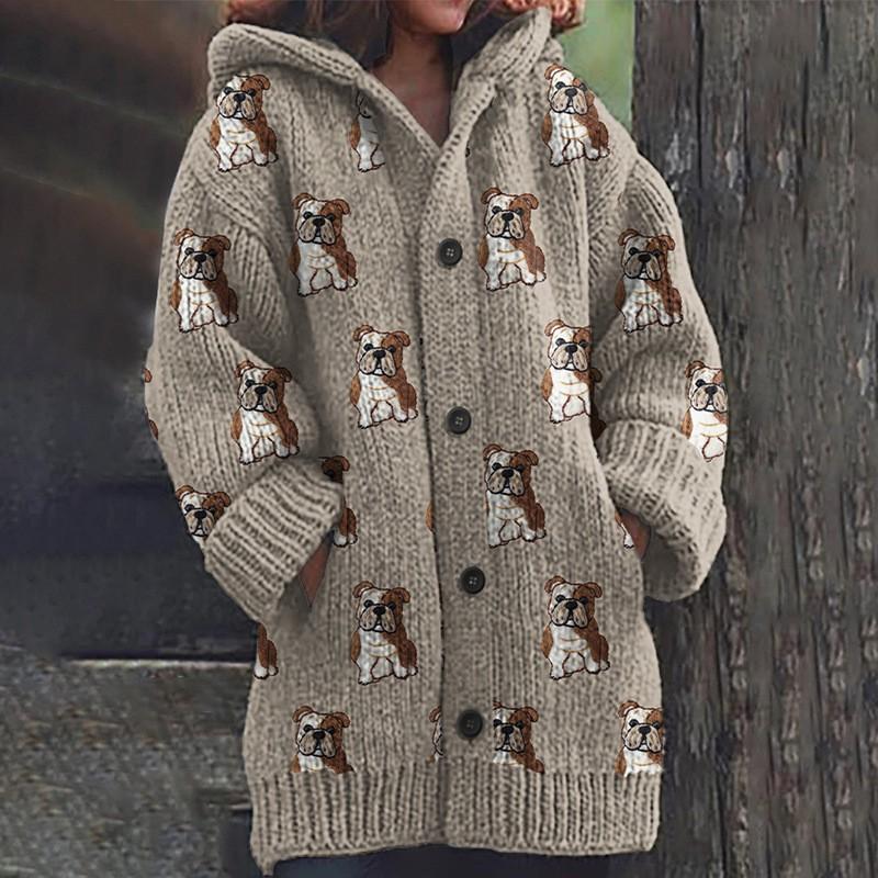 Womens 3D Animal Print Hooded Sweatshirt Casual Open Front Jacket