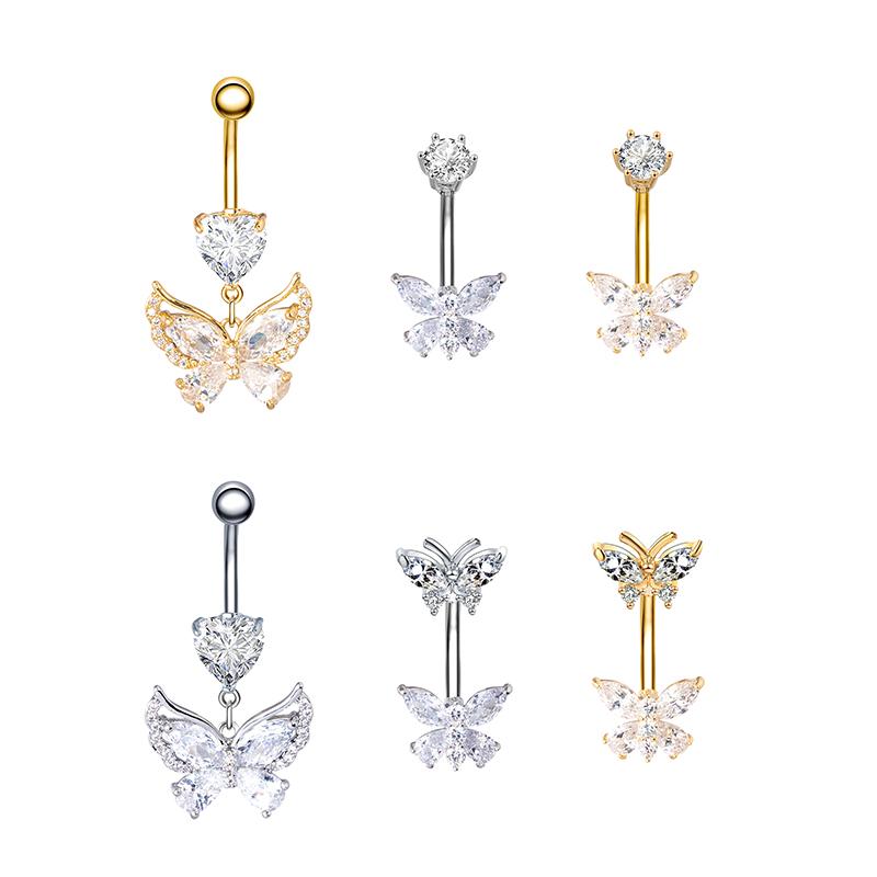 Милое кольцо в виде медведя-бабочки для пупка, кольцо для женщин и девочек, изысканное сексуальное кольцо для пирсинга пупка, пирсинг, ювелирные изделия, подарки