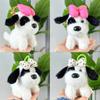 Cute Black and White Dog Plush Pendant School Bag Hanging Ornament Couple Keychain 4-inch Puppy Doll Machine Doll