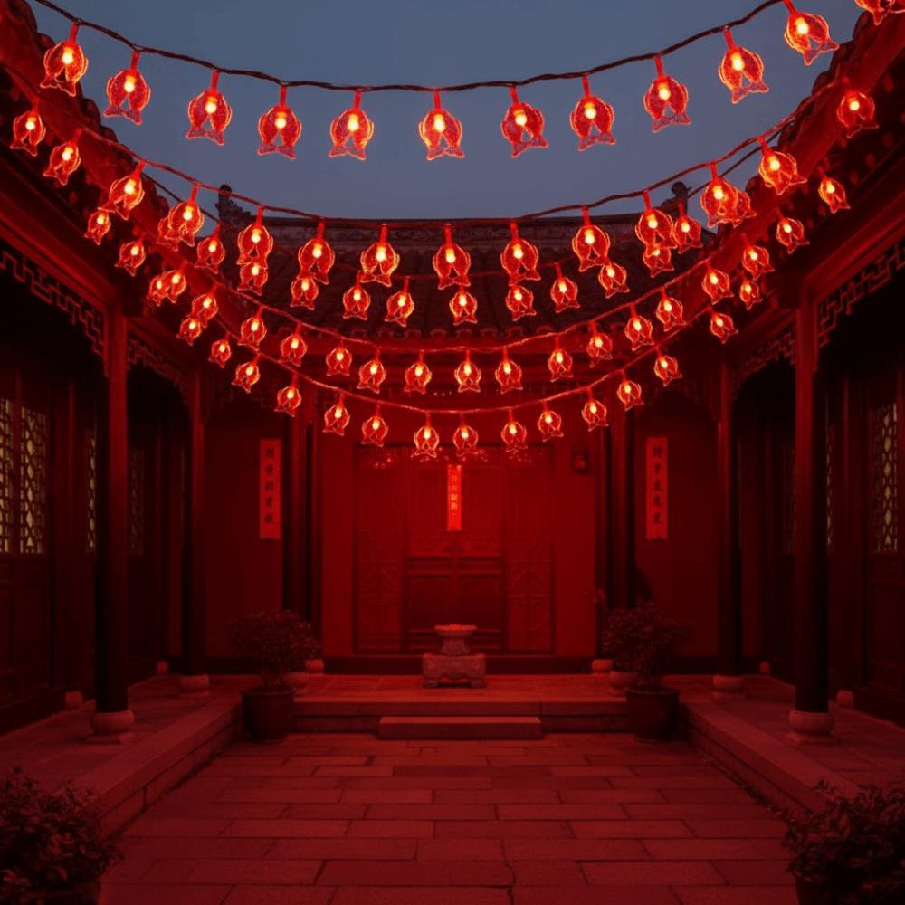 Chinese Style New Year LED String Lighting Red Color Atmosphere Lamp Living Room