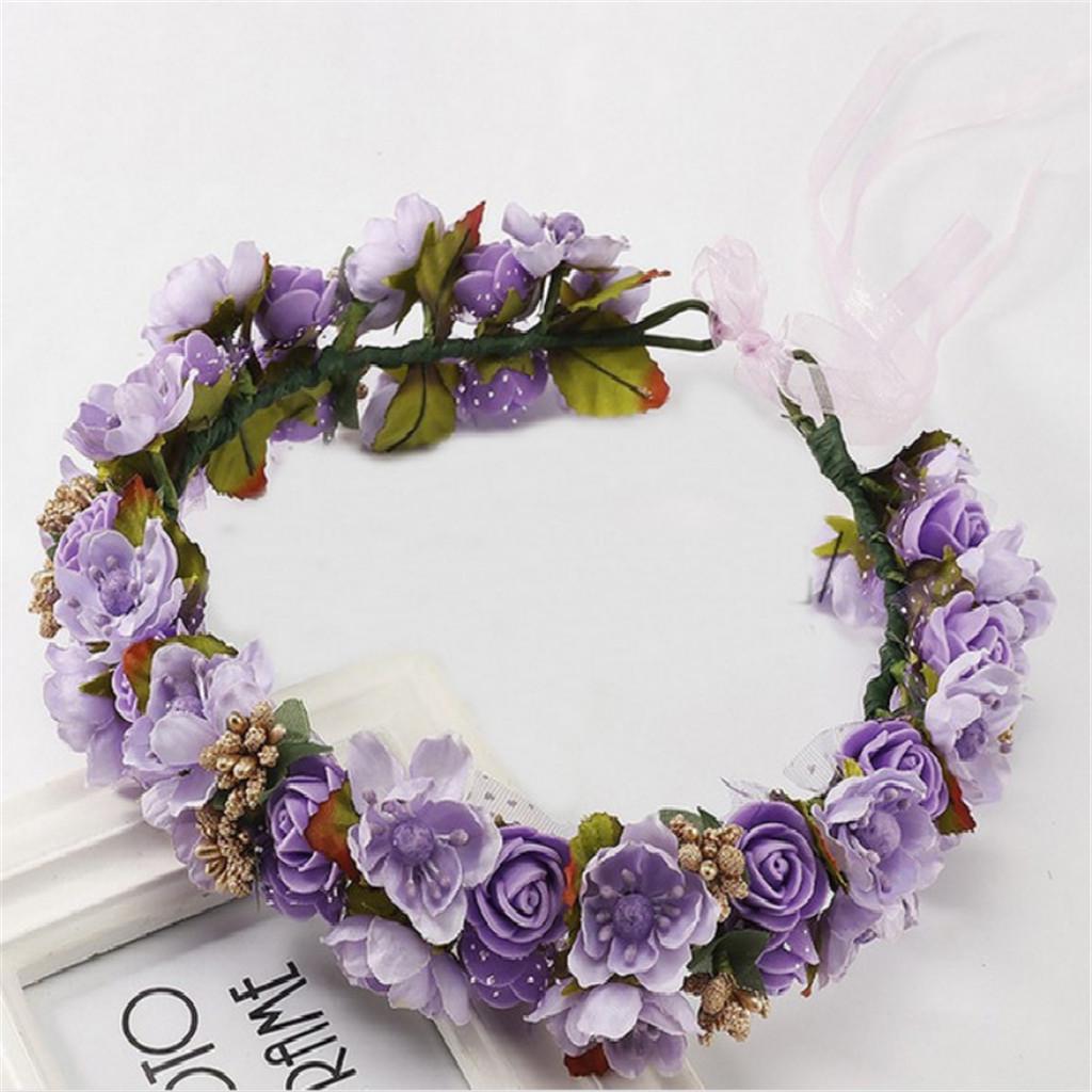 Women Bridal Flower Garland Headband Flower Crown Hair Wreath