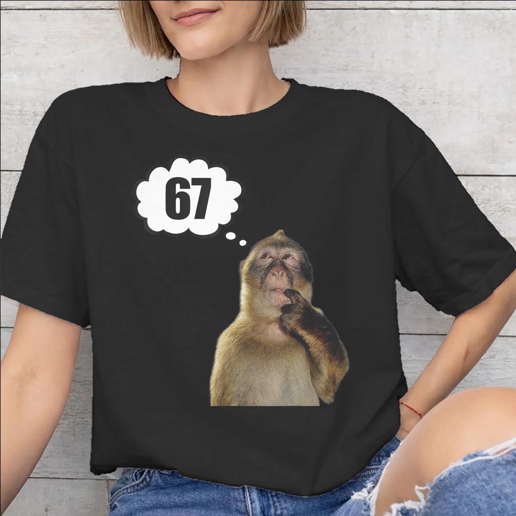 Thinking Monkey Meme Graphic Print T Shirt for Unisex Unisex Cotton Tee Shirt Clothing