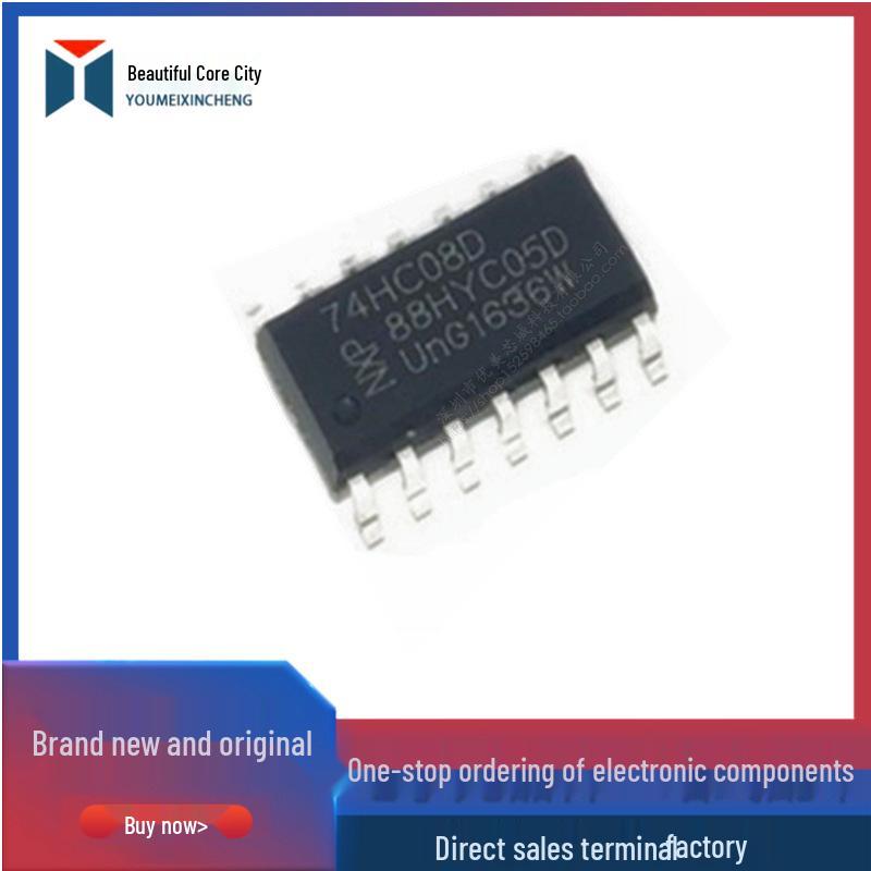Новый оригинальный 74HC08D SOP-14 Четырехканальный 2-входовый логический элемент И, микросхема логики для поверхностного монтажа (SN74HC08DR).