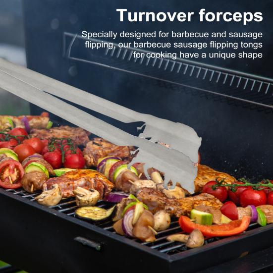 BBQ Tongs Stainless Steel Kitchen Tongs Heat Resistant Non-Slip Grip Metal Pliers for Grilling Rust-Proof Barbecue Clamps for Picnic Camping Cooking