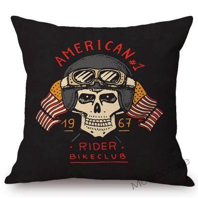 Motorcycle Art Biker Club Decoration Throw Pillow Case Us Retro Letter Print Free Spirit Motorbike Cotton Linen Cushion Cover