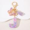 A To Z Фиолетовые звезды заполнены буква брелок 26 инициалов алфавит бабочка кисточка подвески брелоки сумка украшение автомобиль брелок подарок