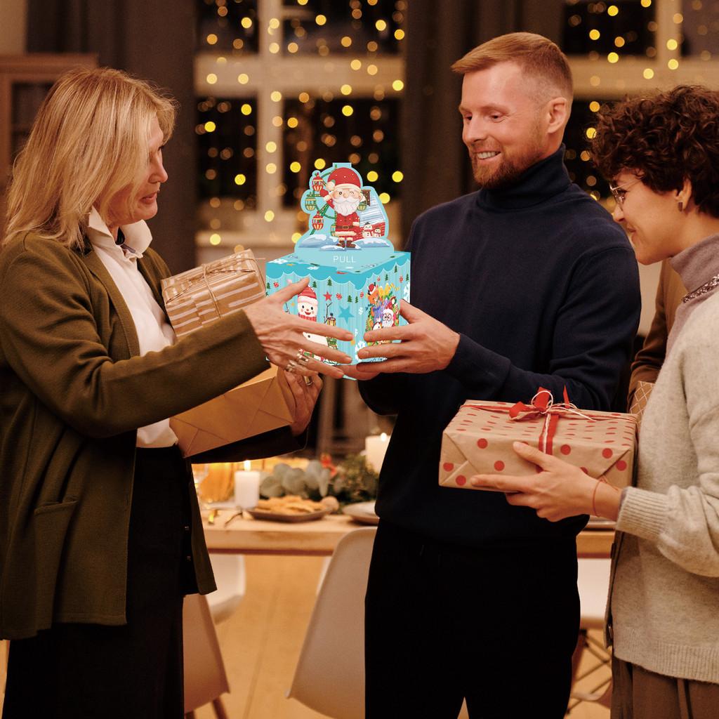 Snowman Blue Santa Claus Pattern Gift Box Christmas Decoration Prop Atmosphere