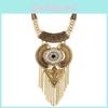 Tassel Necklace Long With Multi Layer Alloy Pendant For Trendy Retro Outfits