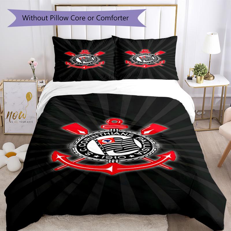 Sport Club Football Crest Printed Pattern Duvet Cover Set – includes 1 duvet cover and 2 matching pillowcases Bedroom decor Christmas gifts