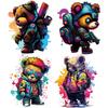 Street Teddy Bears Thermal Stickers Colorful Parches Ropa Diy Hoodies Heat Transfer Clothes Stickers Patches For Clothing