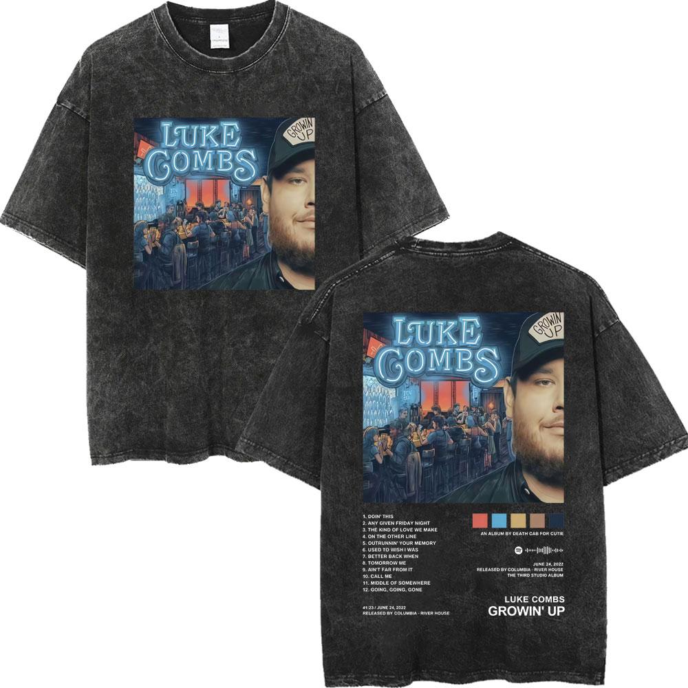 Ретро-футболка с эффектом потертости Singer Luke Combs Tour для мужчин и женщин, летняя повседневная хлопковая футболка с коротким рукавом, подарок фанату