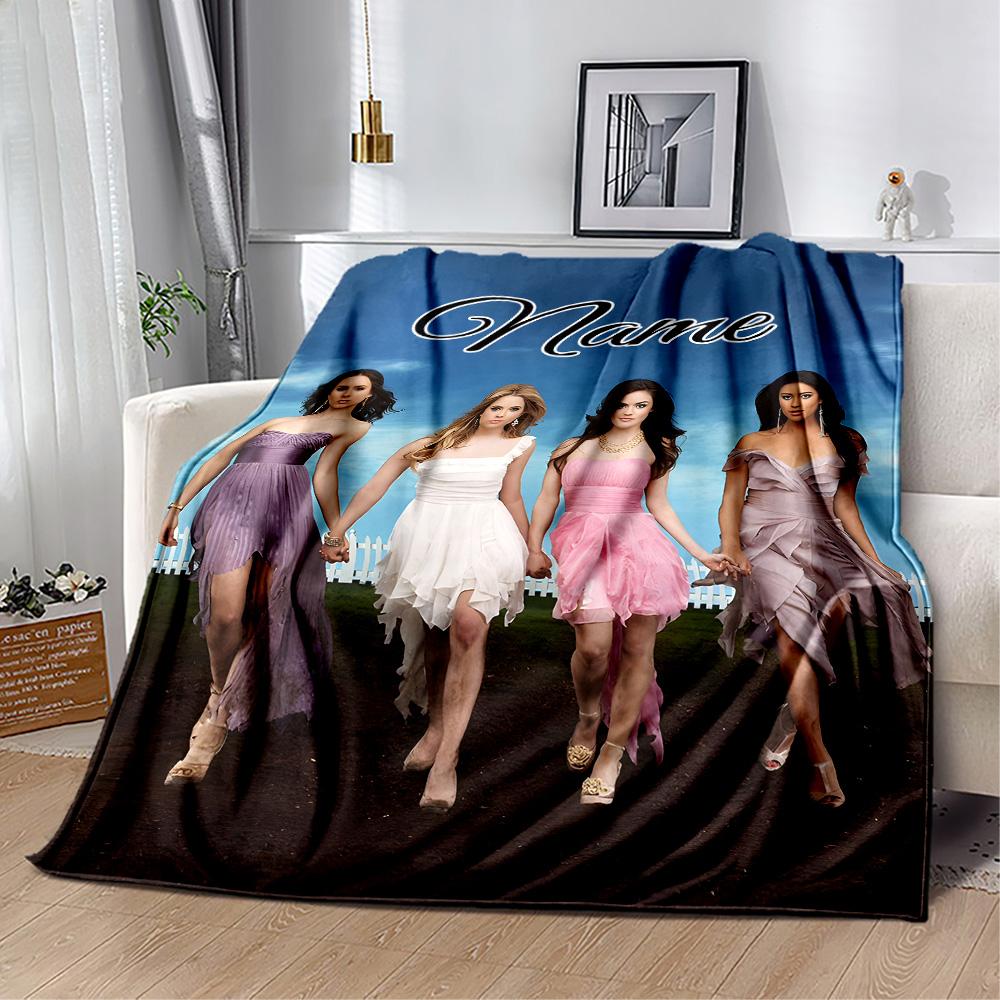 Four Sisters Pastel Gowns Personalized Text Blanket Lightweight Customizable Blanket Soft & Cozy Perfect for Office Chair Living Room Picnics Office