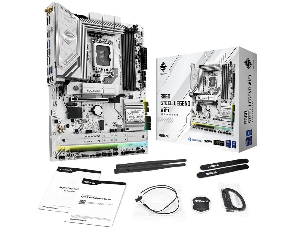 ASRock Motherboard B860 Steel Legend WiFi Intel CPU Core Ultra Compatible B860 Chipset DDR5 ATX Motherboard Authorized Distributor (LGA1851) [Domestic