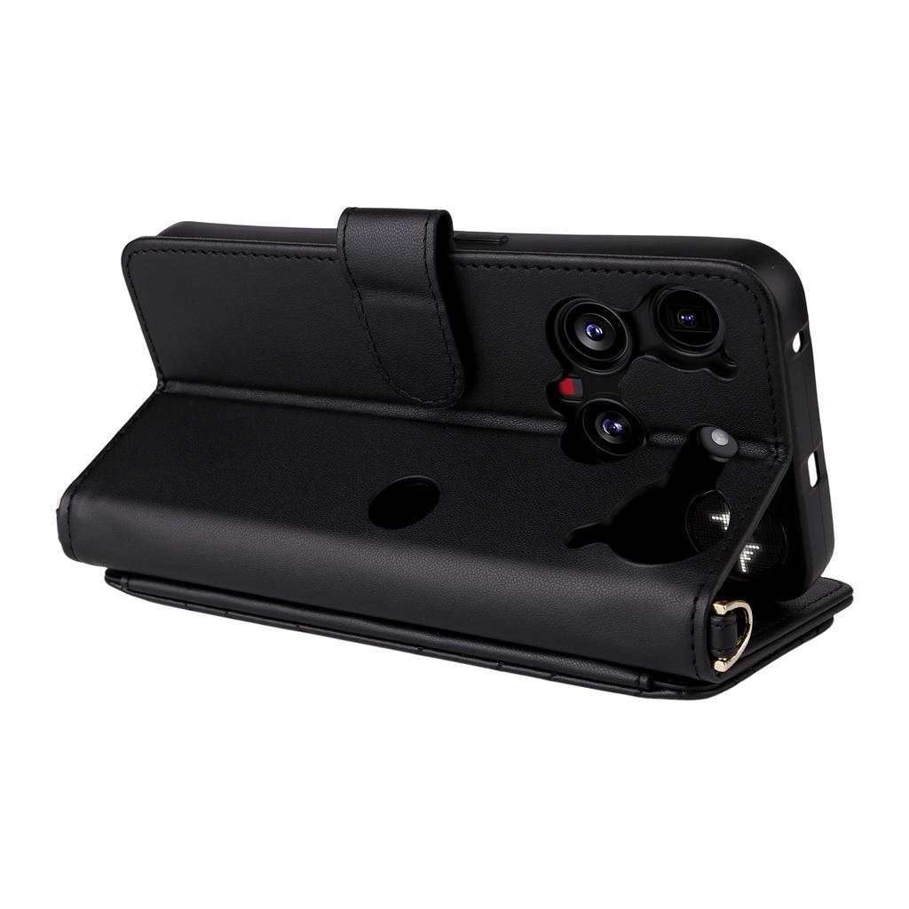 For Nothing Phone (3) 5G Case with Shoulder/Wrist Strap Leather Phone Cover Stand Wallet