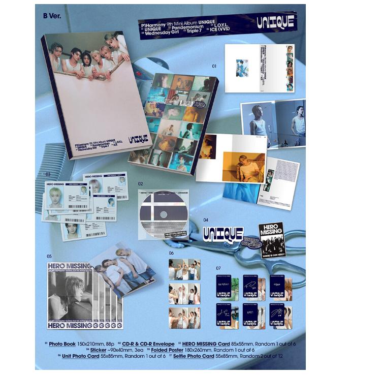 [Предзаказ] 9-й мини-альбом P1Harmony ‘UNIQUE’ (Фотокнига Вер.) — НАБОР из 3 версий / Случайная версия